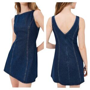 O.P.T. Aspen Mini Dress Size 2 NWT 100% Cotton Dark Wash Denim